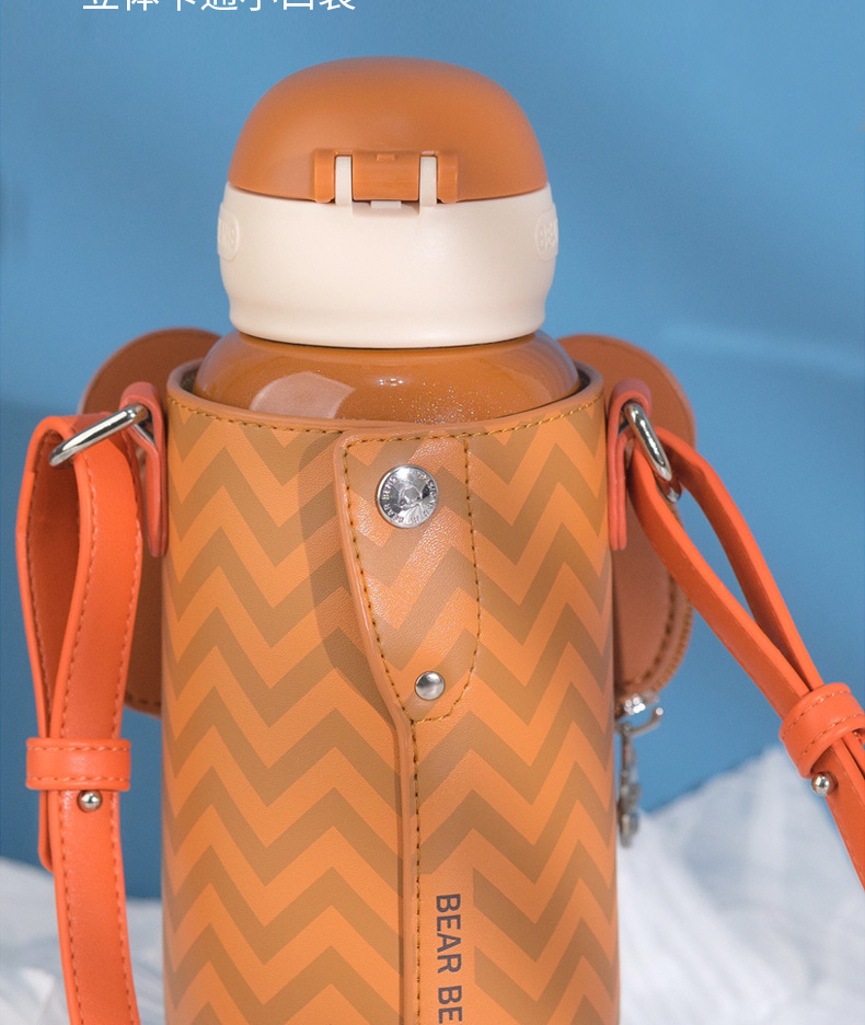 熊本士钛合金钢保温杯新款两盖吸管梦想口袋杯套学生不锈钢水壶杯