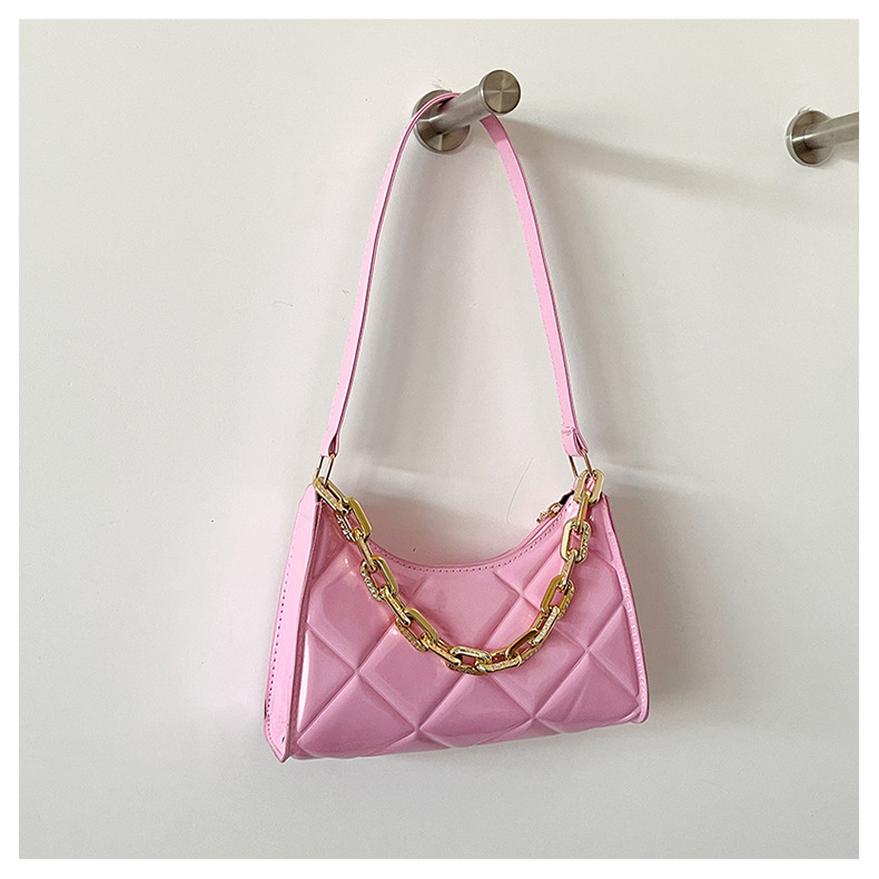 New Contrast Color Small Square Bag 2022 New Korean Style Texture Paint Surface Underarm Bag Acrylic Chain Shoulder Baguette Bag