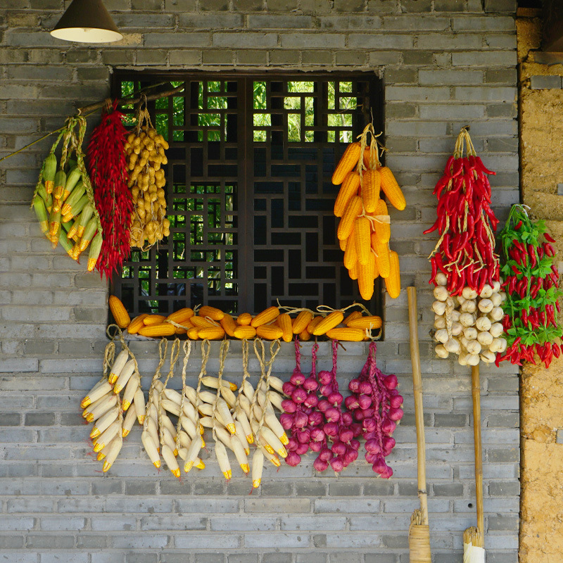 仿真辣椒假玉米大蒜花生蔬菜水果农家乐饭店庭院田模型装饰品挂串