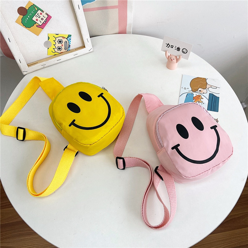 New Smiley Face Kindergarten Change Purse Cute Crossbody Bag Cute Multi-Color Nylon Cloth Coin Purse for Women