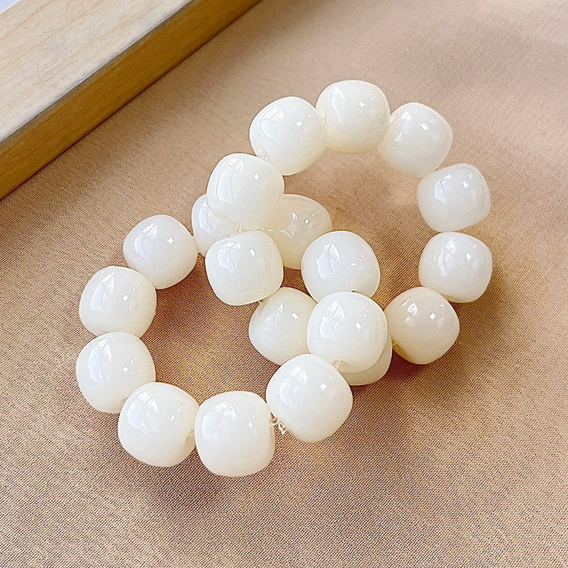 White Jade Bodhi Root Small Hand Toy Double Ring Bodhi Seed Pliable Temperament Buddha Beads Rosary Xiaohongshu Same Style Bracelet Wholesale