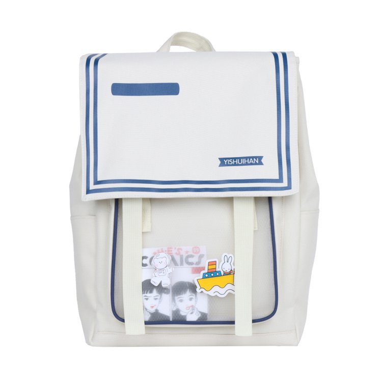 2022 Spring and Summer New Japanese Ins Style Cute Sweet Contrast Color Fresh Soft Girl Student Transparent Backpack