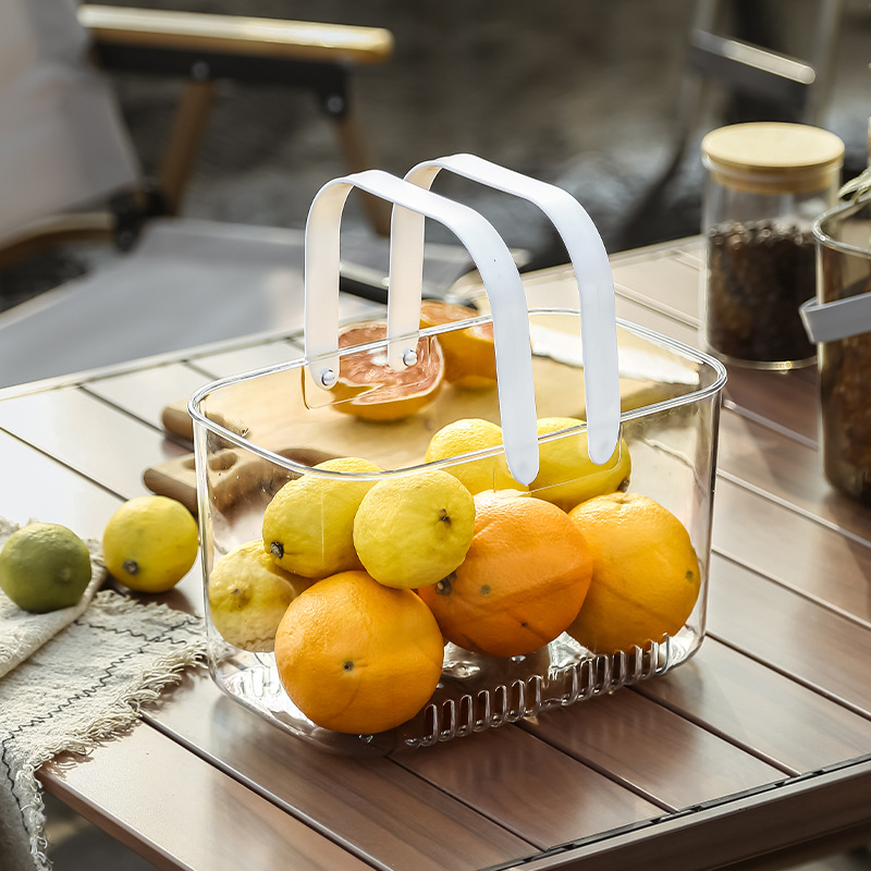 Light Luxury Portable Basket Fruit Plate Household Fruit Bucket Living Room Internet Celebrity Transparent Tray Wine Basin Snack Display Dried Fruit Tray