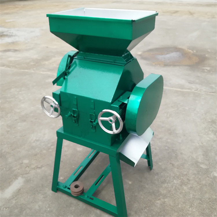 电动花生碎机器 大豆小麦挤扁机 电动多功能对辊挤扁机