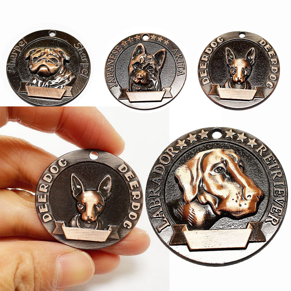 宠物防丢狗牌复古时尚宠物项圈挂饰吊坠狗狗图案项链首饰挂牌配件