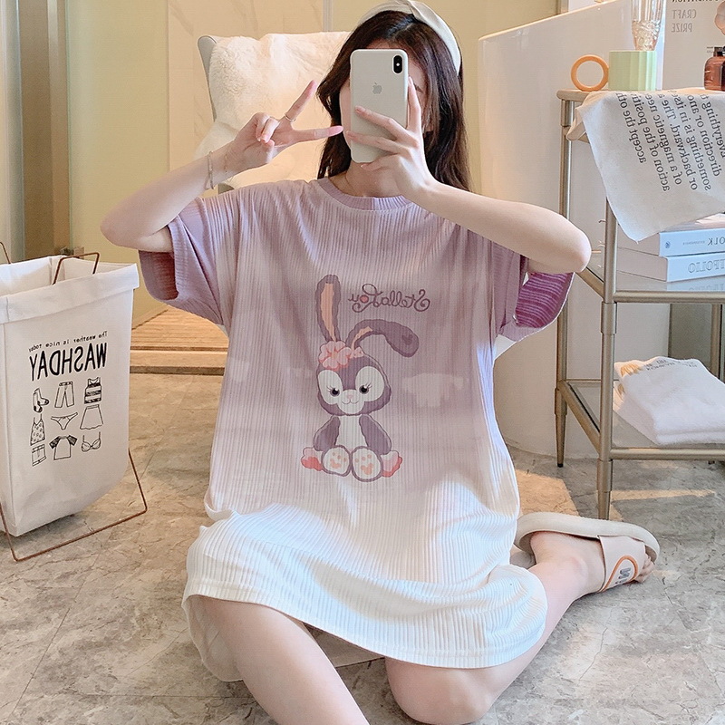 Women's Nightdress 2023 New Summer Thin Korean Cartoon Cute and Breathable Night Dress Home Wear Summer Pregnant Women