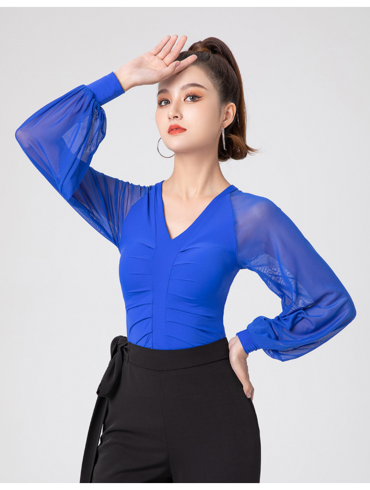 吉特巴舞蹈服装新款女士练功服上装国标拉丁舞形体训练服上衣秋冬