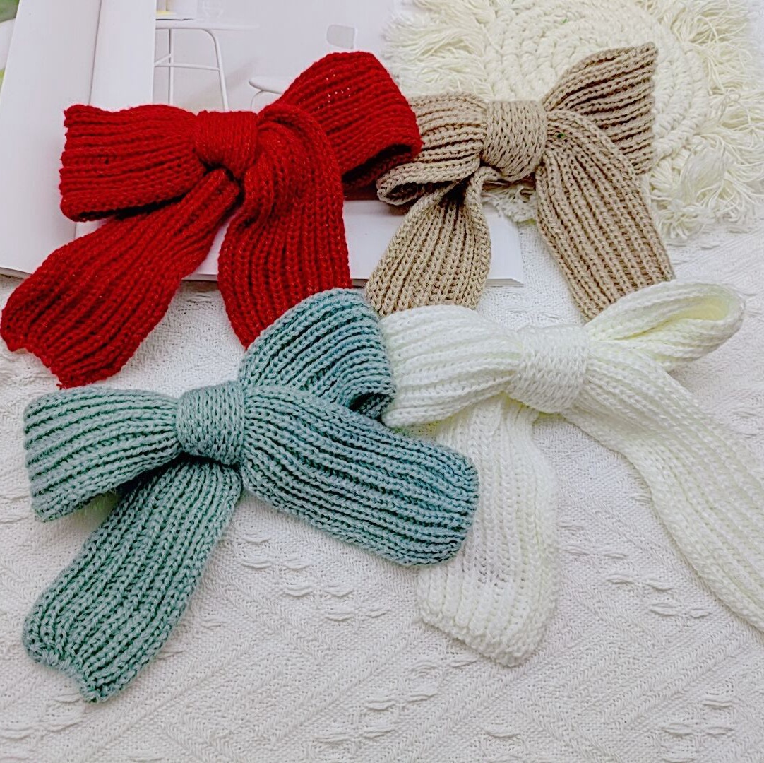 韩国针织毛线蝴蝶结发绳可爱头绳秋冬发饰女双马尾少女头饰配件