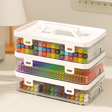 马克笔收纳盒桌面手提彩铅蜡笔画笔盒子透明塑料绘画用品工具箱子