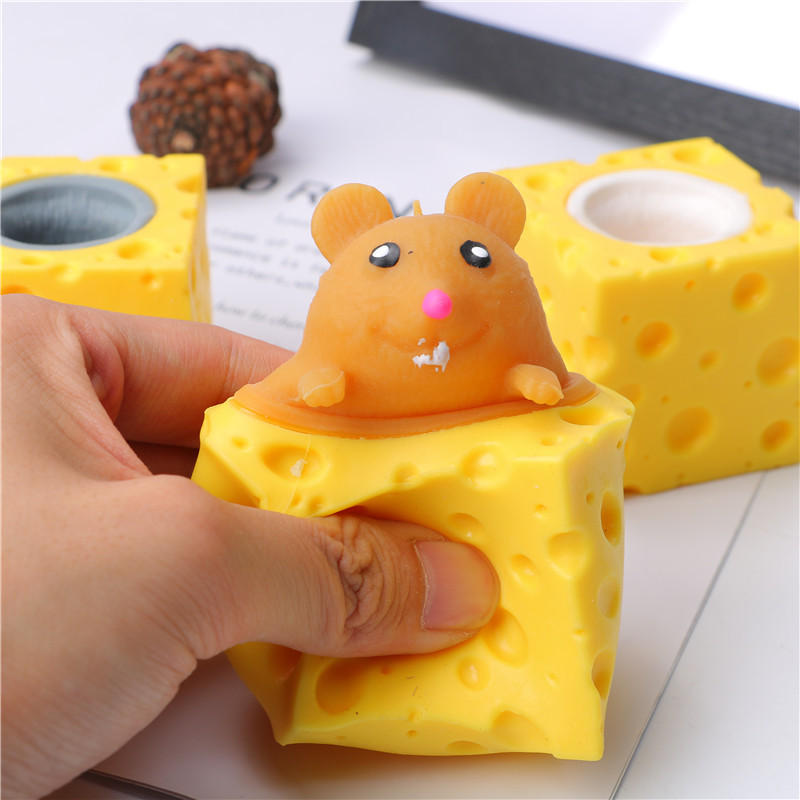 创意解压可爱奶酪老鼠杯捏捏乐挤压发泄松鼠杯减压玩具发泄球