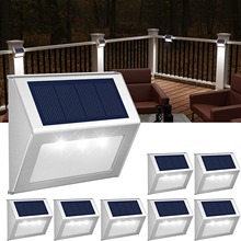 升级太阳能3LED不锈钢楼梯灯台阶灯壁灯围墙灯篱笆灯户外庭院防水