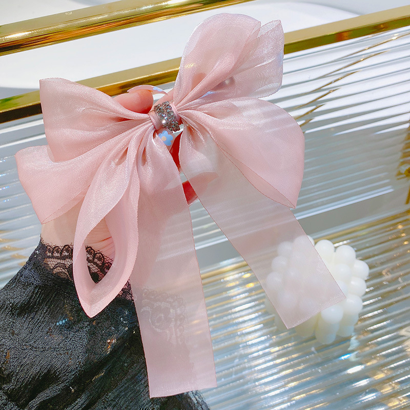 4273 chao仙亮纱大蝴蝶结气质少女网红弹簧夹后脑勺发夹发卡发饰