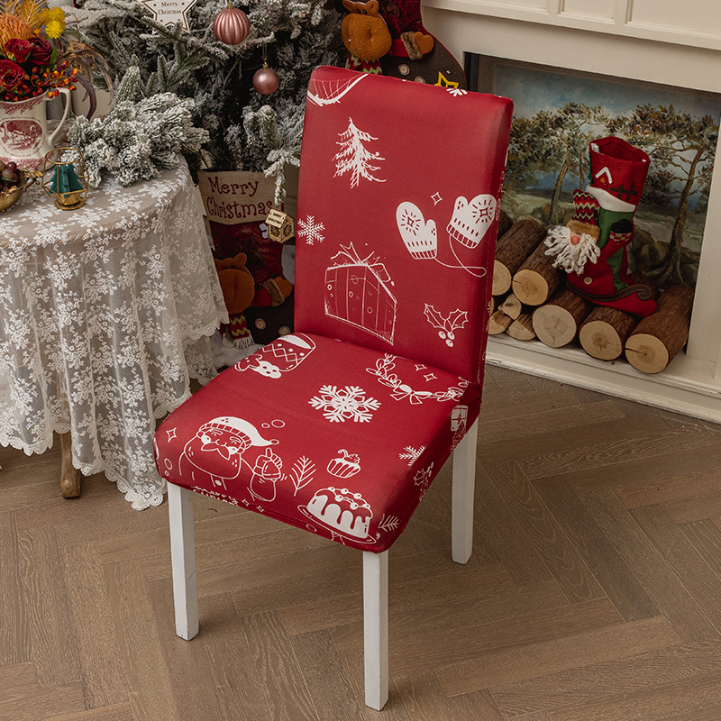 Cross-Border Christmas Chair Cover New Ornament Dining Chair Cover Holiday Decoration Stretch Chair Back Cover Christmas Tablecloth Chair Cover