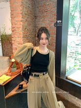 SMN毛衣外套女开衫新款初秋上衣外搭针织衫法式小坎肩吊带两件套