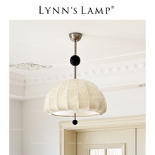 Lynn's立意 法式花纹布艺吊灯 白蜡木卧室少女餐厅中古南洋风灯具