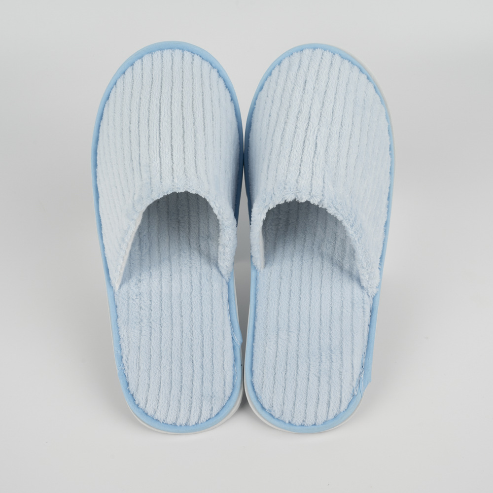 Home Hospitality Strip Coral Velvet Slippers Hotel Bed & Breakfast Room Disposable Slippers in Stock Wholesale