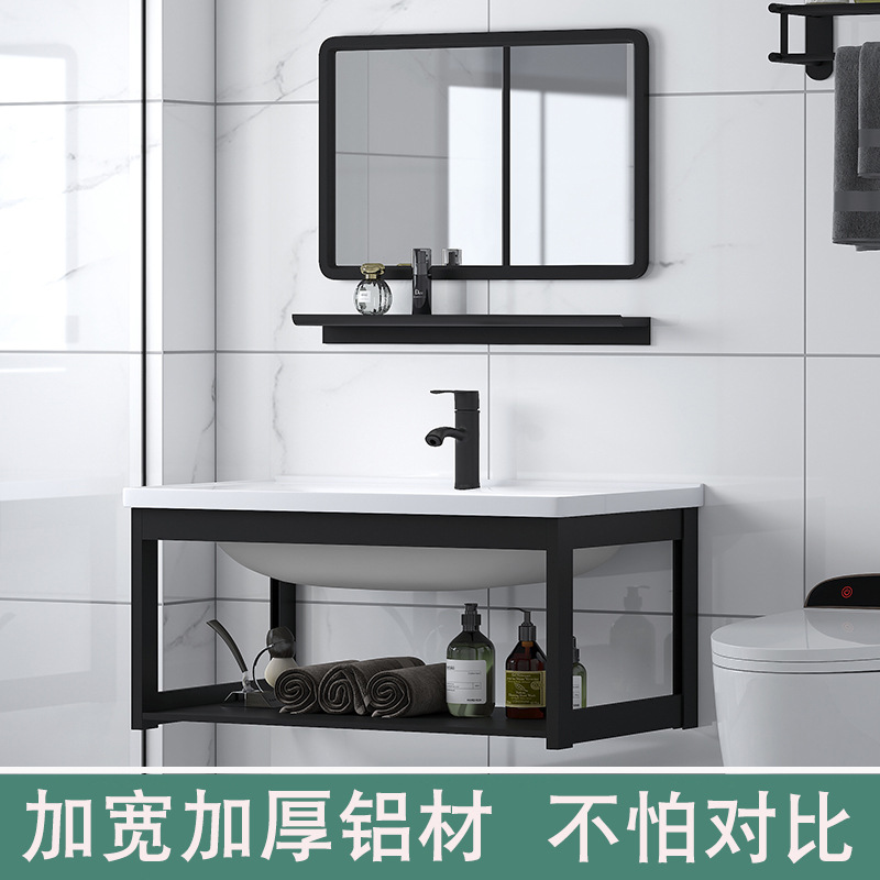 Wall-Mounted Bathroom Cabinet Small Apartment Wash Basin Ceramic Wash Basin Bathroom Face Washing Cabinet Combination Simple Cabinet Holding Basin