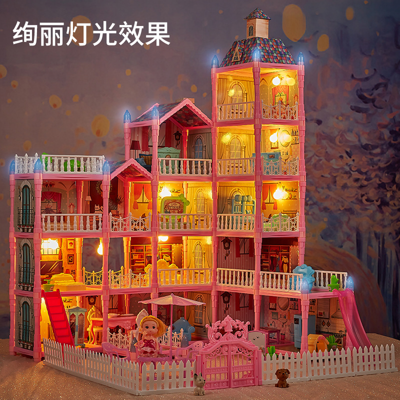 Children's Toy Play House Princess Castle Building Blocks Girls' Assembling Game Doll House Villa Simulation Furniture Model