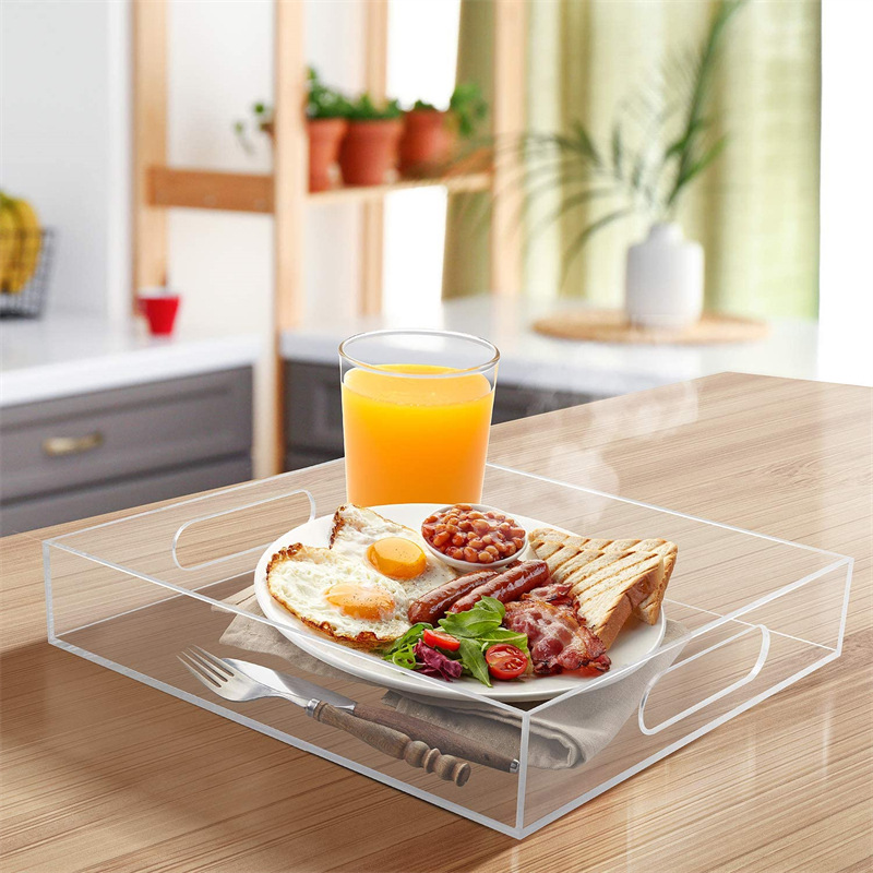 Acrylic Fruit Tray Transparent Decorative Makeup Drawer Storage Box Kitchen Countertop Breakfast Food Tray