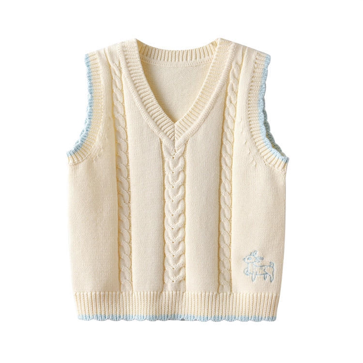儿童针织马甲春秋装新款v 领毛线背心男女童宝宝纯棉百搭上衣外穿