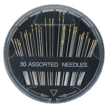 圆盘针盒金尾针 出口欧美 优质盒装手缝针黑针盒 缝衣针30枚针13g