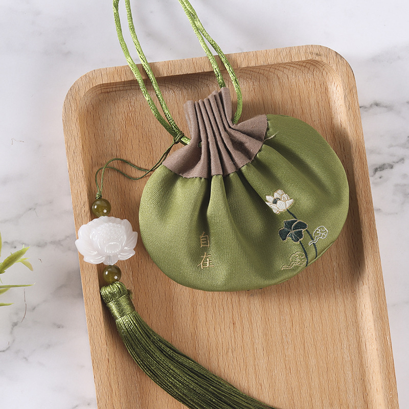 Ancient Lotus Chinese Style Perfume Bag Wholesale Hand Gift Pouch Sachet Car Pendant Court Drawstring Tassel Sachet