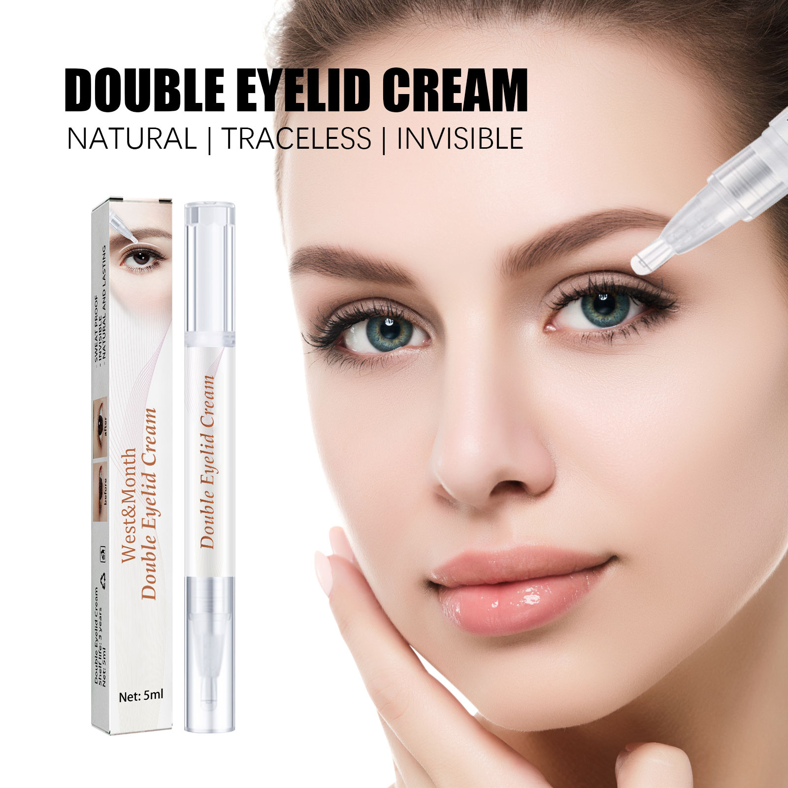 West & Month Double Eyelid Double Eyelid Cream Long Lasting Waterproof Eye Cream Quick-Drying