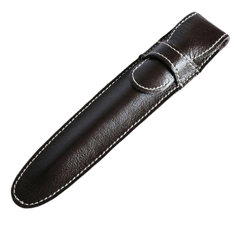 简约纯色皮革钢笔套 复古签字保护套 校园教师学生文具保护套