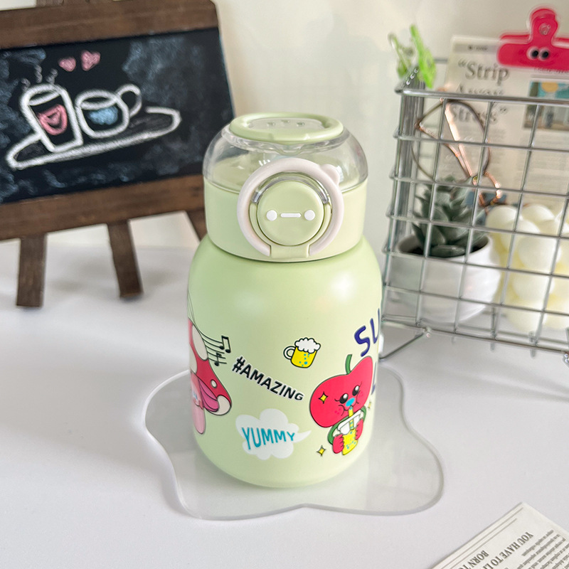 Ws Korean-Style Cute Simple High-Looking Straw Cup Student Portable Stainless Steel Insulated Water Cup Portable Cold Cup