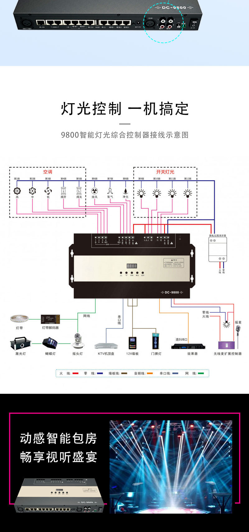 ktv 智能 灯光控制器 dmx继电器 触摸面板 控制 厂家生产