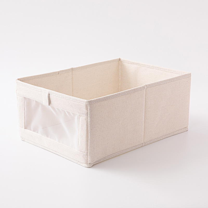 Cotton and Linen Fabric Storage Visual Window Storage Box Drawer Clothes Finishing Household Large Foldable