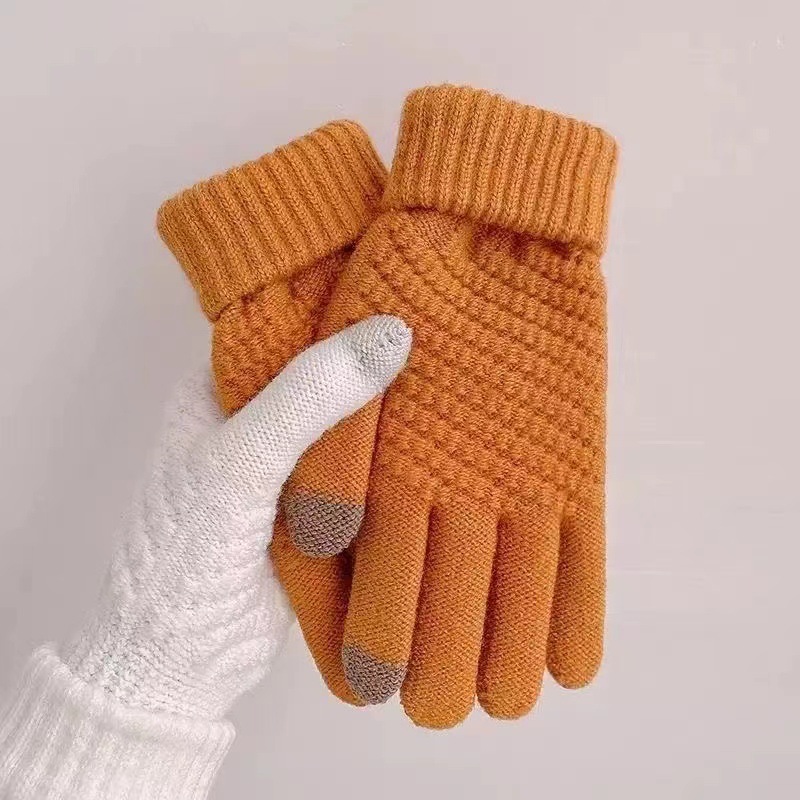 Seconds Heating Gloves Winter Cute Student Korean-Style Touch Screen Fleece Lined Padded Warm Keeping Cold-Proof Five-Finger Gloves Cycling