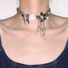 「碎梦蝶」钛钢项链珍珠流苏辣妹百搭设计小众时尚气质复古锁骨链