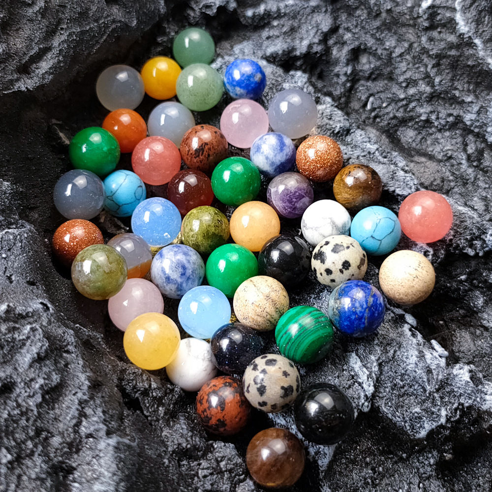 Natural Stone Non-Porous-Ball Ball Natural Amethyst Green Gold White-Barked Pine Agate DIY Non-Hole round Beads