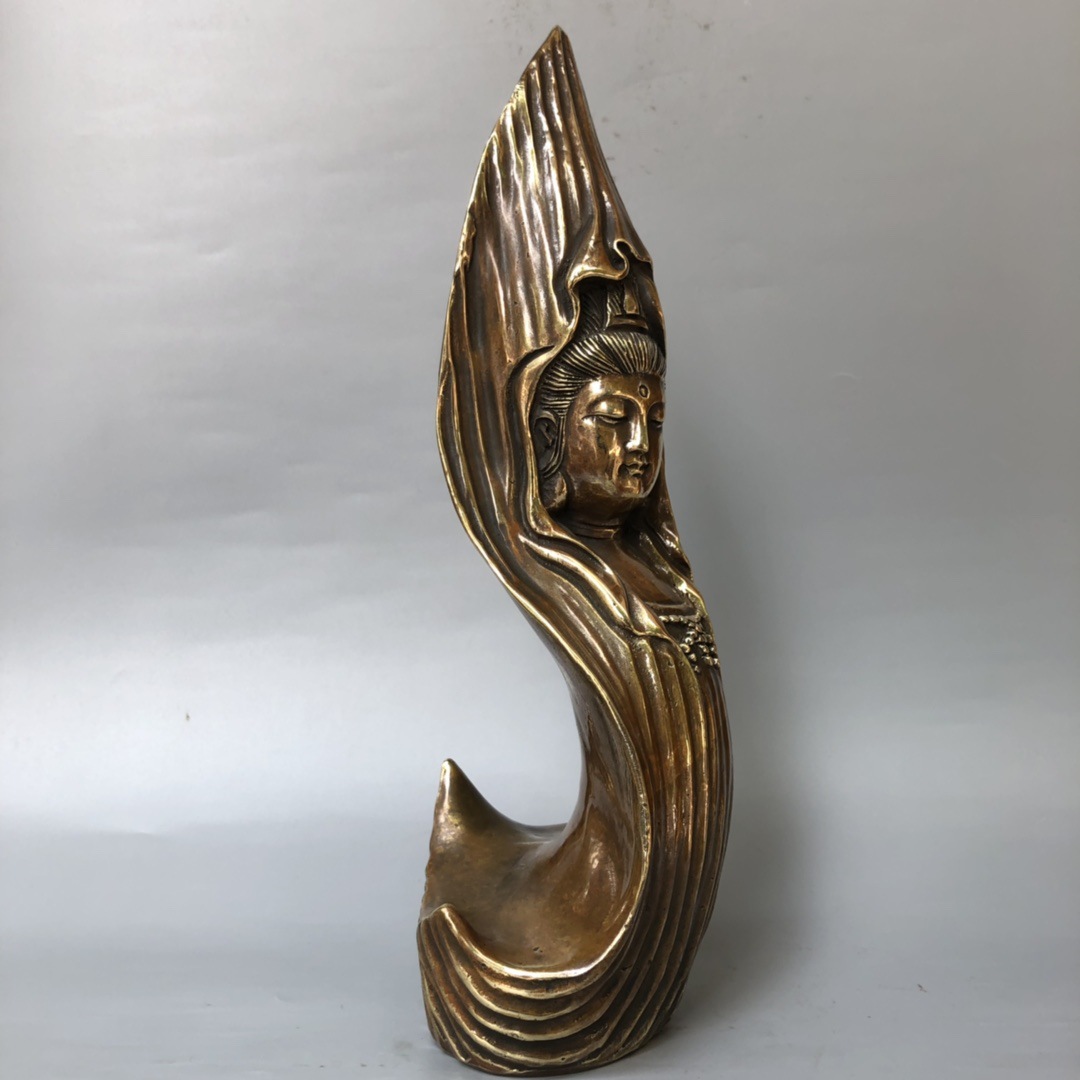 铜观音佛像摆件净瓶坐莲观音柳枝观世音铜像家用供奉佛像