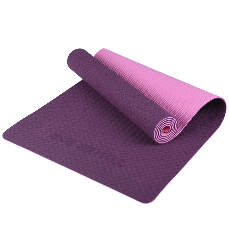 Tpe Yoga Mat Manufacturer Two-Color Oem Non-Slip Thickened Widened Home Sports Fitness Floor Mat Customizable Pattern