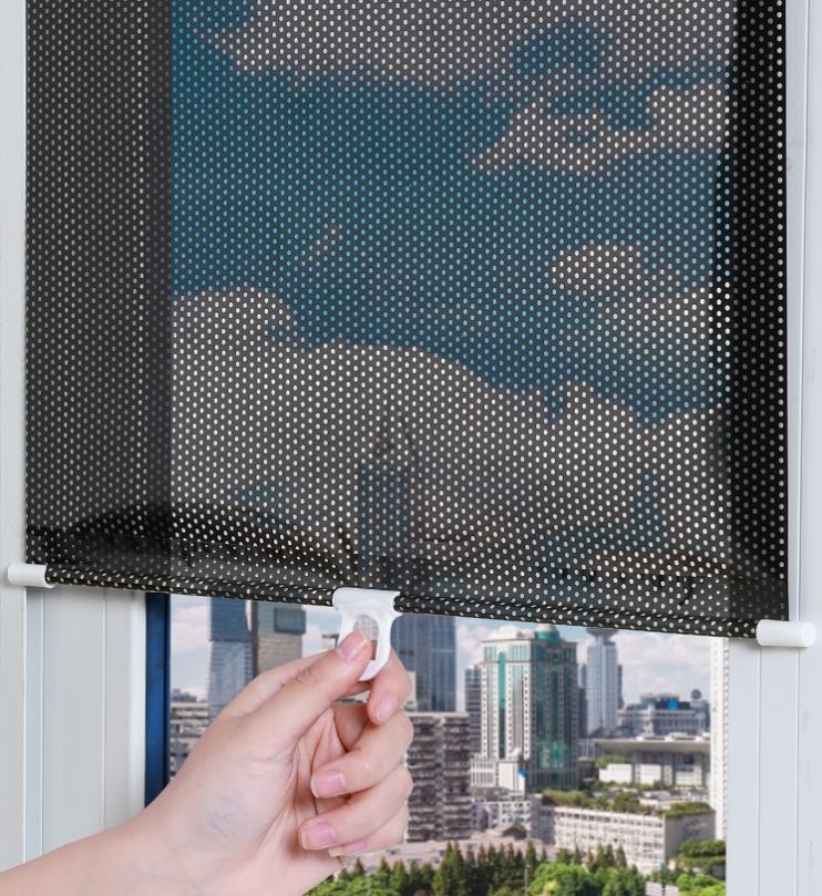 遮阳网卷帘窗户遮阳帘遮光阳台防晒隔热简约窗帘办公室免打孔吸盘