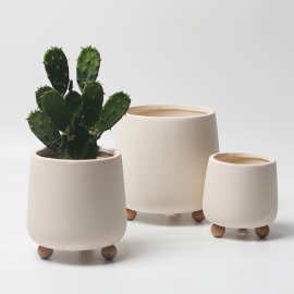 北欧风格DIY带脚陶瓷花盆时尚简约文艺个性室内假花绿萝盆景