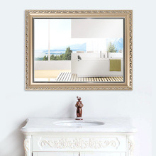 欧式带框粘贴浴室镜子化妆梳妆洗手间厕所卫生间镜子贴墙镜壁挂镜