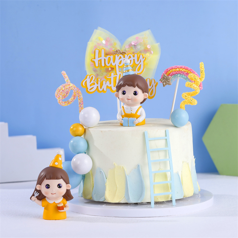 生日帽男孩女孩生日烘焙蛋糕摆件甜品台装饰同学礼物儿童房间布置