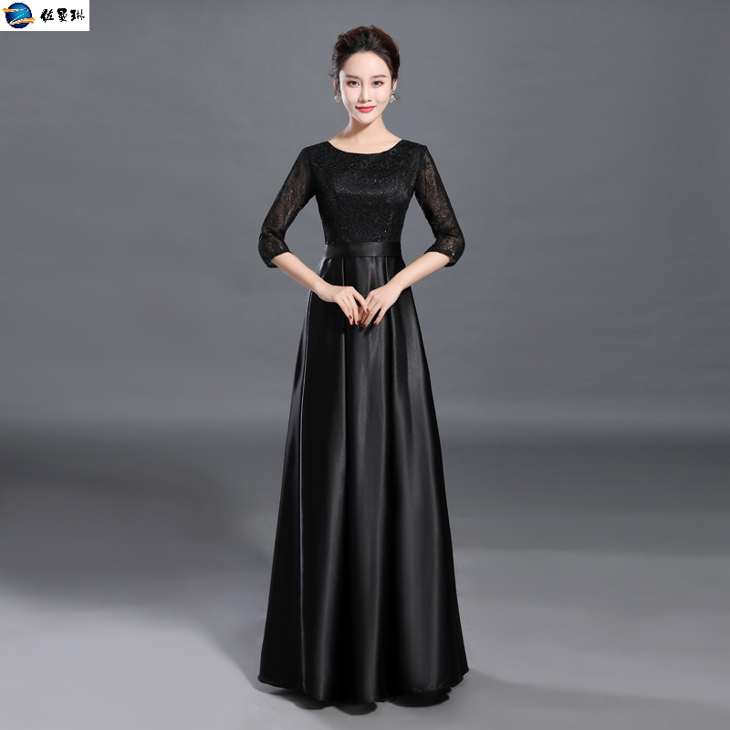 成人钢琴表演演出服大合唱团女主持人指挥长裙舞台宴会长款晚礼服