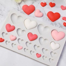 情人节DIY爱心硅胶模具巧克力翻糖蛋糕模具心形甜点装饰摆件烘焙