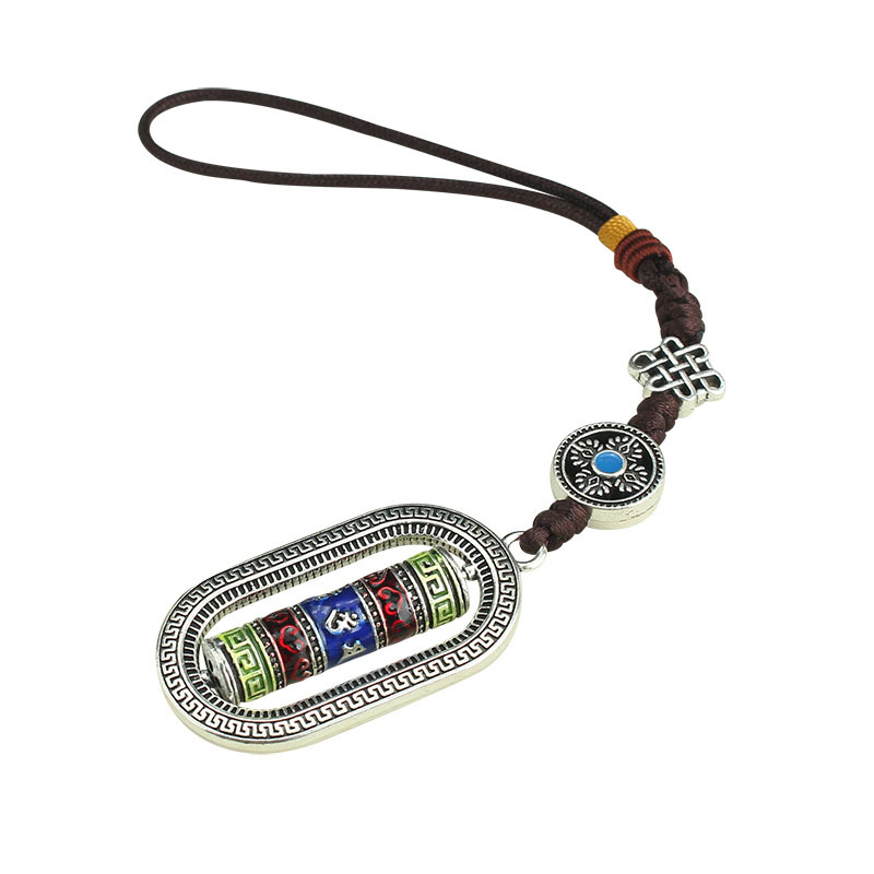 Tibetan Six Words Mantra Prayer Wheel Pendant Tibet Pendant Vajra Waist Tag Men and Women Prayer Wheel Car Hanging Bag Charm