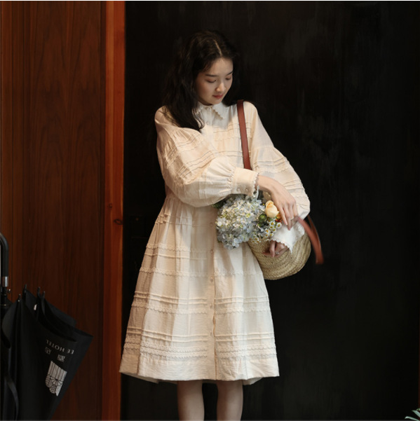 叙旧oldtimes 重工天丝亚麻公主裙法式黑色连衣裙【日晚晴】q6974