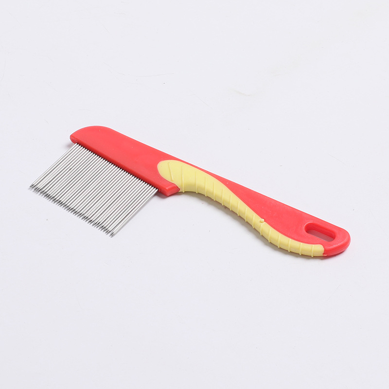 Factory Wholesale Haima Long Needle Pet Stainless Steel Dense Gear Flea Comb One-Click Hair Removal and Hair Removal Pet Comb