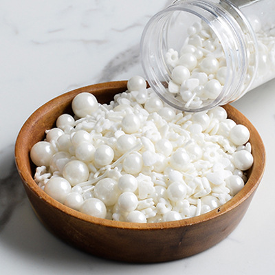 生日蛋糕装饰点缀糖珠彩色瓶装金珠白色彩针冰淇淋食用彩糖珍珠糖