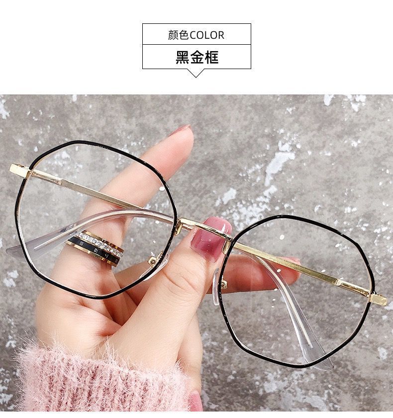 New Finished Myopia Glasses Octagonal Glasses Men's Frame Personality Polygon Anti-Blue Light Glasses Female Factory Wholesale