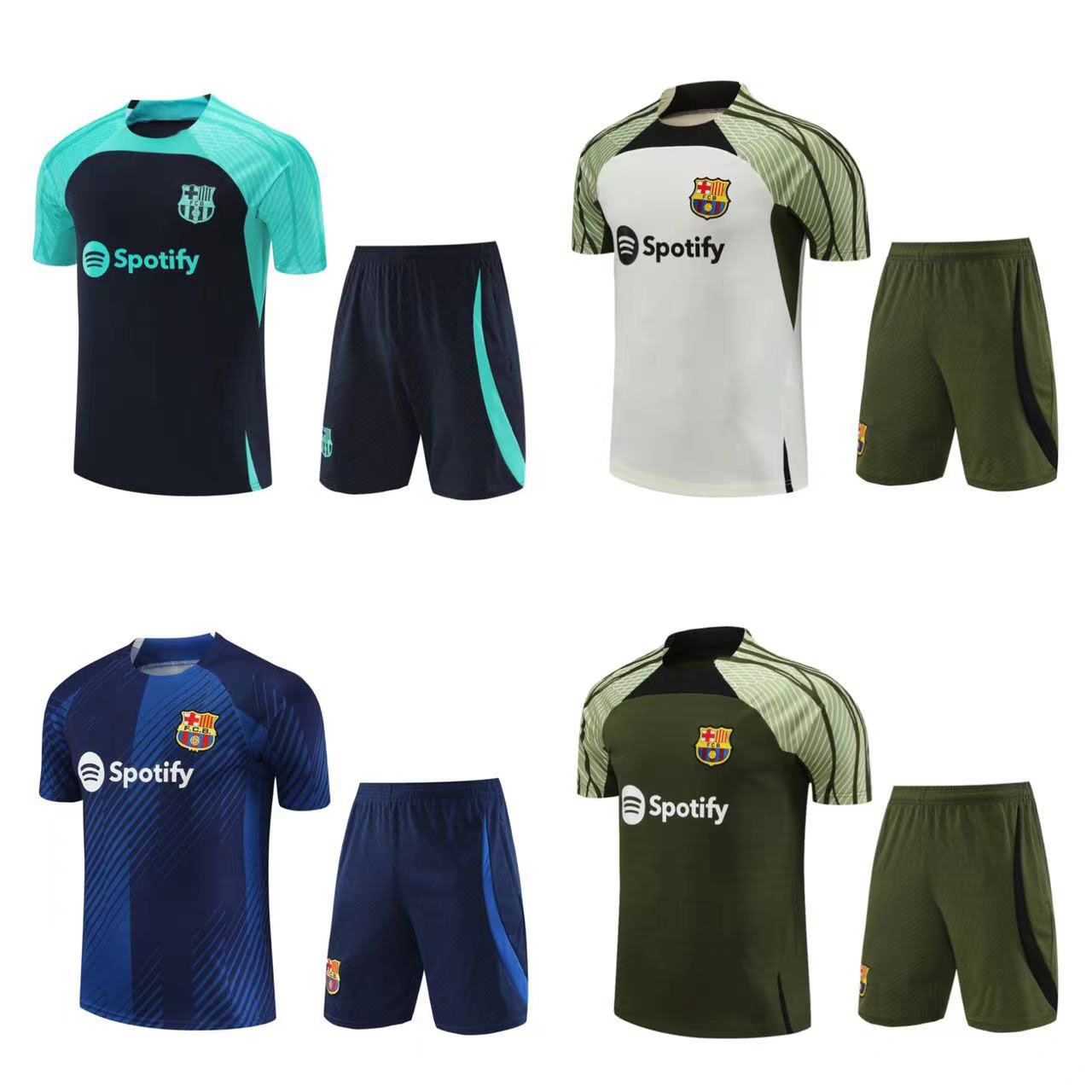 批发2425巴萨短袖训练球衣成人儿童运动赛前训练服套装-阿里巴巴