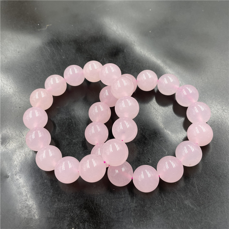 平价玉器 14毫米粉色玉石圆珠手链 桃花玉 芙蓉玉手串