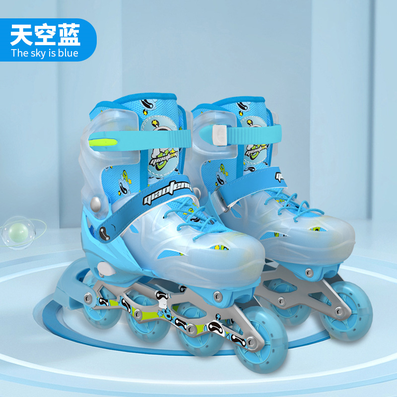 New Children Men's and Women's Suits the Skating Shoes Professional Full Flash Adjustable Skates Single Row Straight Row PU Foam Wheel Roller Skates